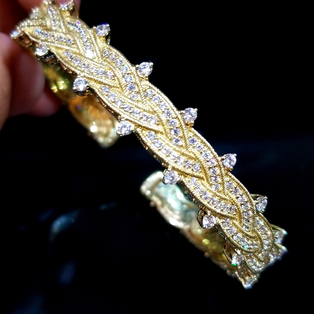 Judith Ripka 14k clad braided diamonique cuff bracelet